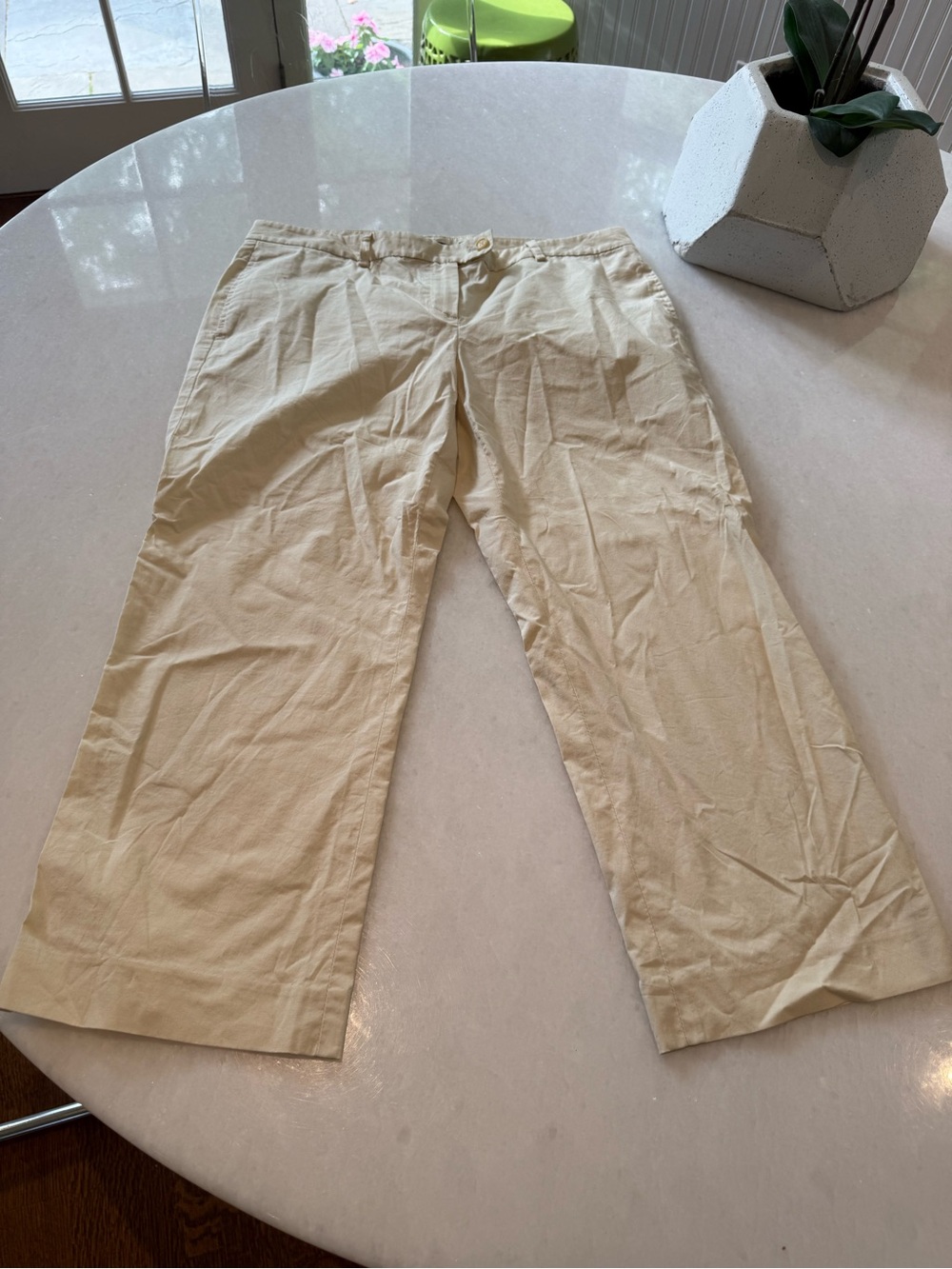Theory Crop Pants in Light Beige